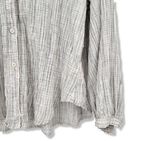 Max Studio Women's Plaid Ruffle‎ Button Down Cotton Shirt Size Medium - Picture 8 of 15